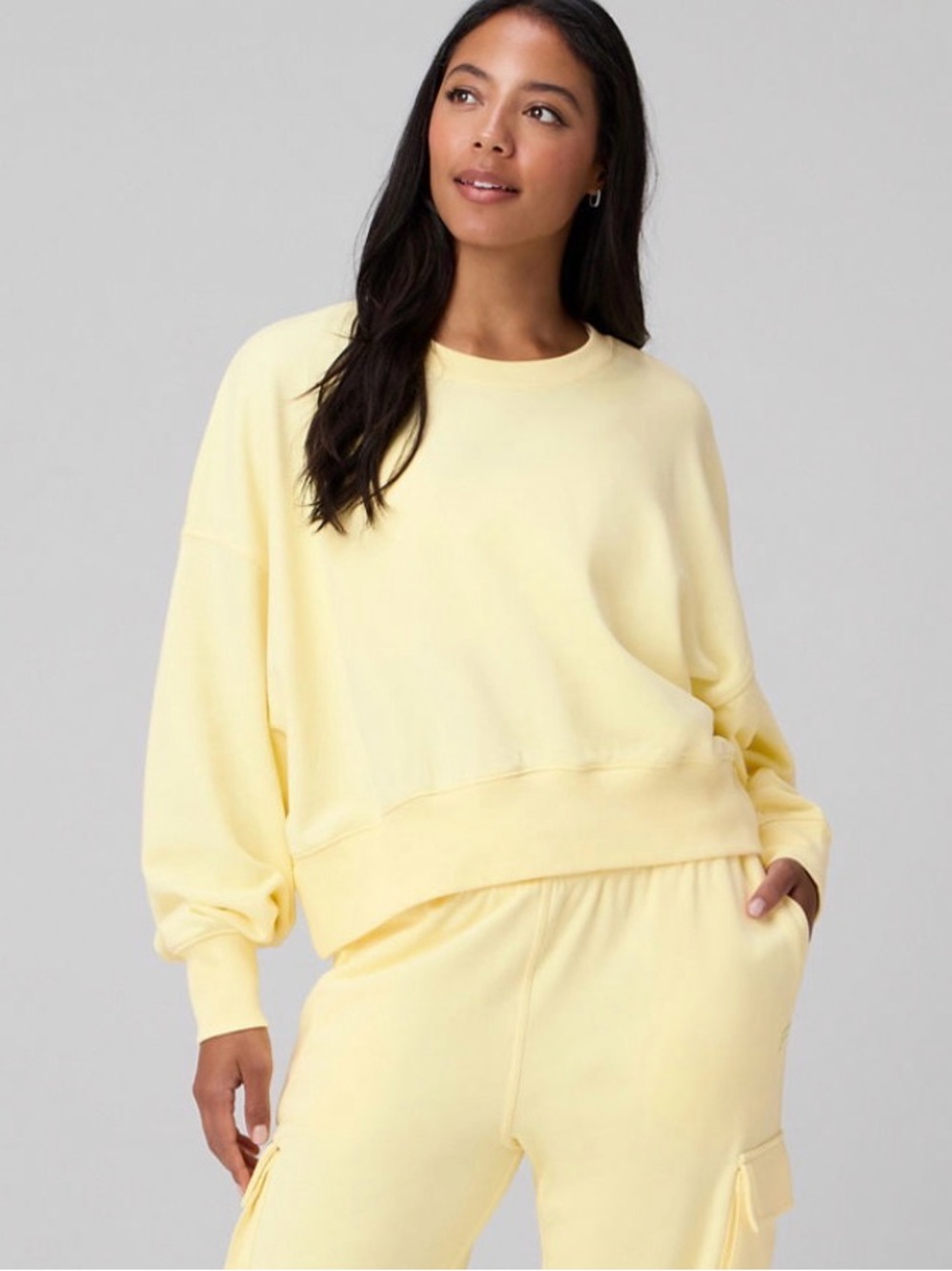 Fabletics Pale Yellow Crewneck Sweatshirt